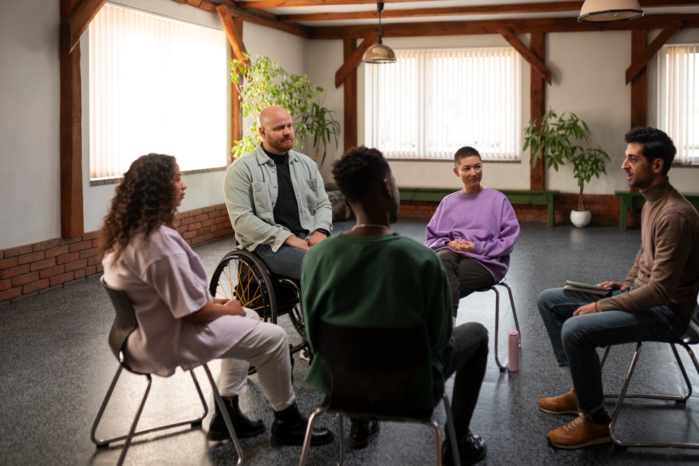 Support group meeting during group therapy in Nashville recovery program