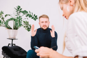 Young person talking with a psychologist during designer drug rehab in Nashville.