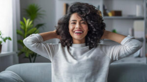 Woman smiling at home while preparing for opioid detox in Nashville, TN at Nashville Wellness.